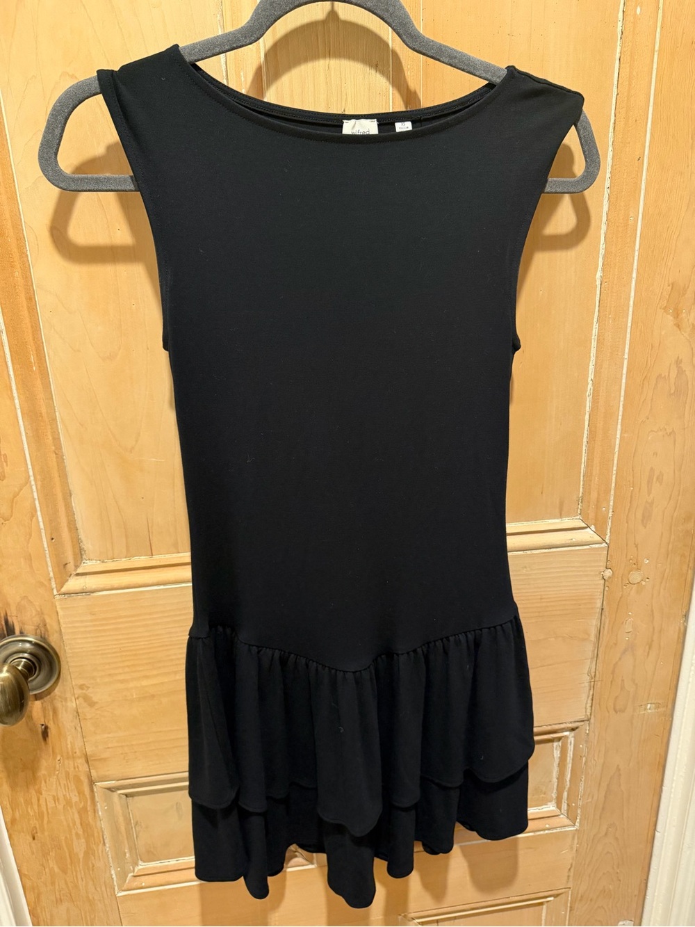 Aritzia Black Sleeveless Ruffle-Hem Mini Dress